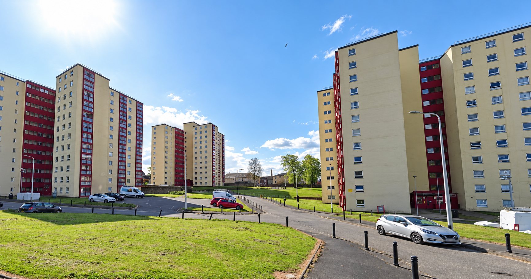 The residential tower blocks on the Dunfermline District Heat Network