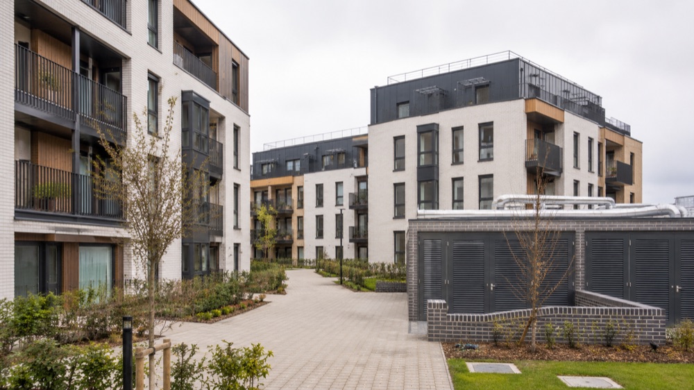 Newly built residential development with communal plant
