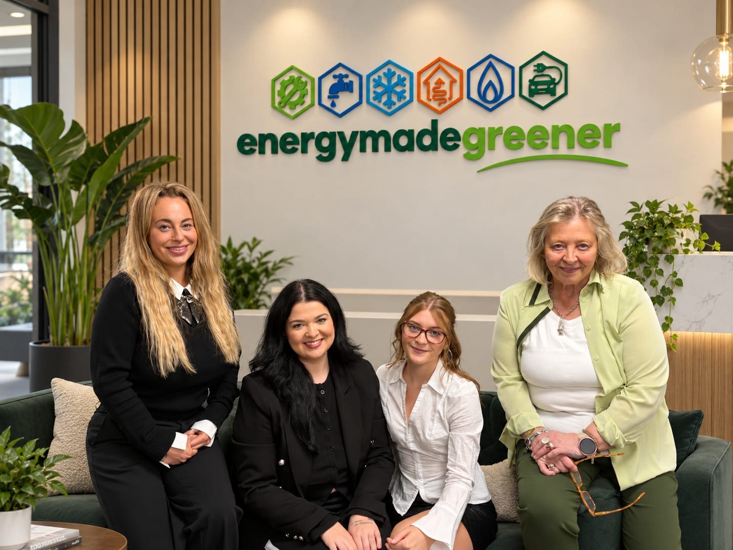 The Energy Made Greener office team in reception at the Glasgow office
