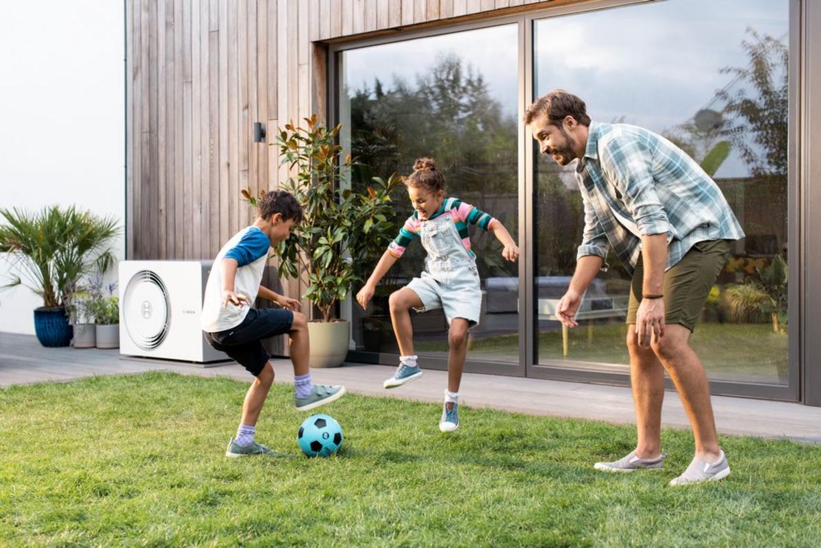 A family relaxing together in a warm, energy-efficient home